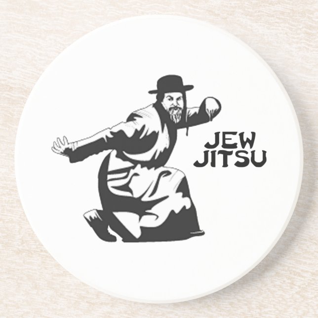 Posavasos De Arenisca Jew Jitsu Coaster | Judía Bar Mitzvah Regalos (Frente)