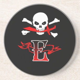Posavasos De Arenisca Jolly Roger E Monograma Inicial