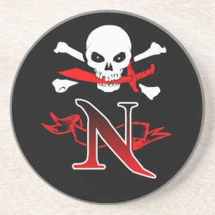 Posavasos De Arenisca Jolly Roger N Monograma Inicial