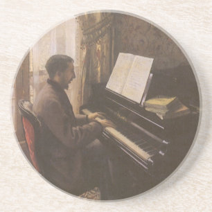 Posavasos De Arenisca Joven tocando el piano de Gustave Caillebotte