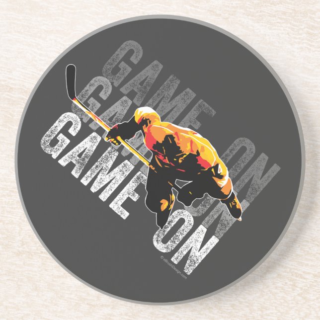 Posavasos De Arenisca Juego activado (hockey) (Frente)