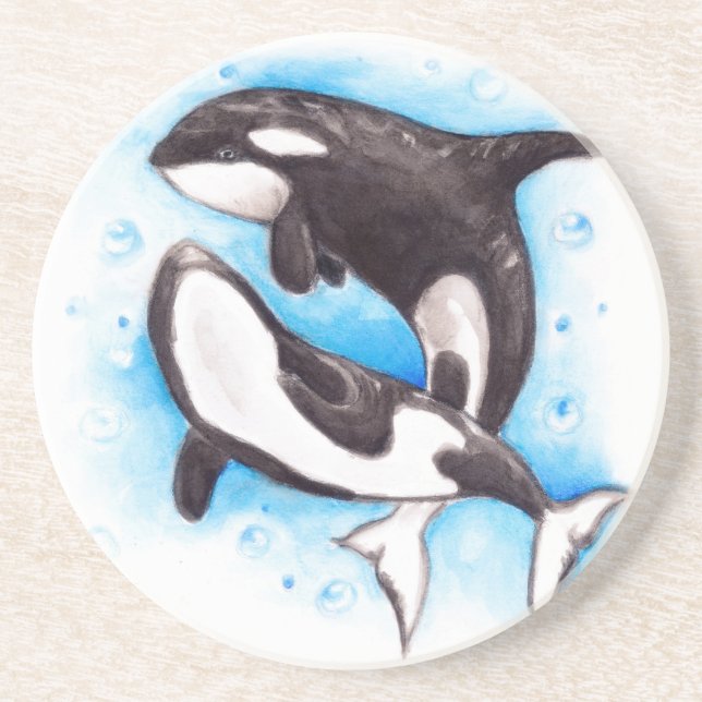 Posavasos De Arenisca juego de la orca (Frente)