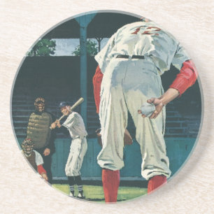 Posavasos De Arenisca Jugadores de béisbol deportivo vintage lanzador en