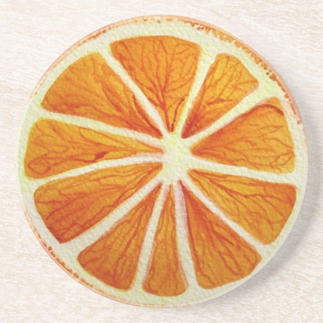 Posavasos De Arenisca Juicoy Naranja acuarela fruta pop art (Frente)