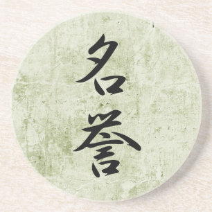 Posavasos De Arenisca Kanji japonés para el honor - Meiyo