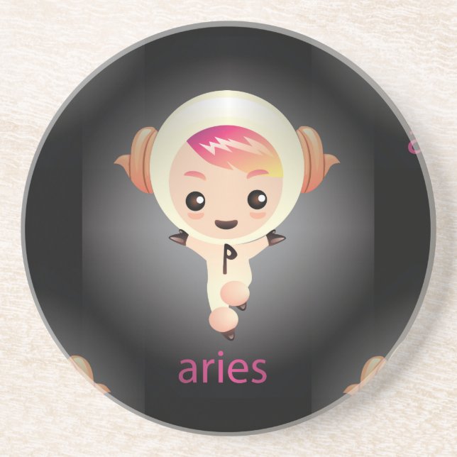 Posavasos De Arenisca kawaii aries (Frente)