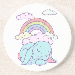 Posavasos De Arenisca Kawaii Cute Cartoon Bunny Rabbit Arcoíris