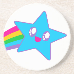 Posavasos De Arenisca Kawaii Rave Neon Estrella Arcoíris