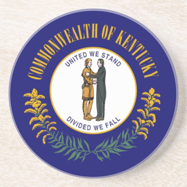 Posavasos De Arenisca Kentucky: Bandera estatal de la Commonwealth de Bl (Frente)