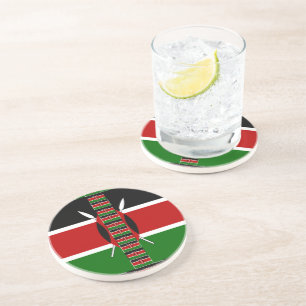 Posavasos De Arenisca Kenya Seamless Flags Borde tramas de arte
