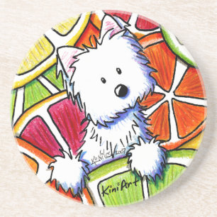 Posavasos De Arenisca KiniArt Citrus Westie Coaster