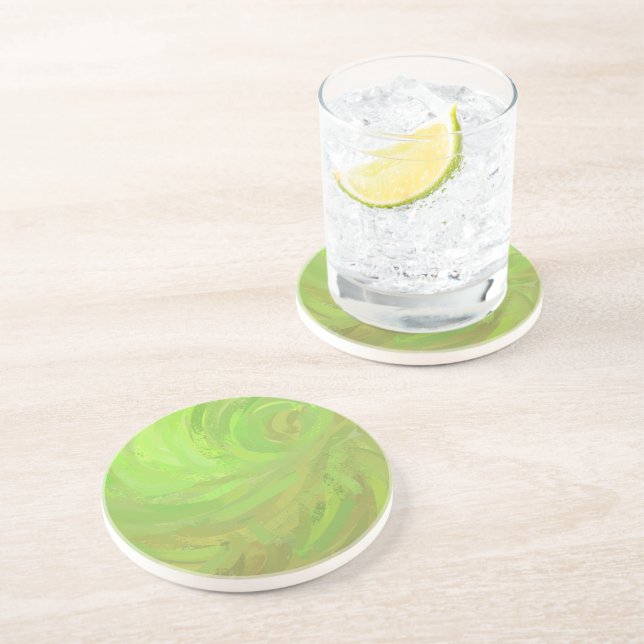 Posavasos De Arenisca Kiwi Bash Green Swirl (Lado)