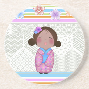Posavasos De Arenisca kokeshi sakura