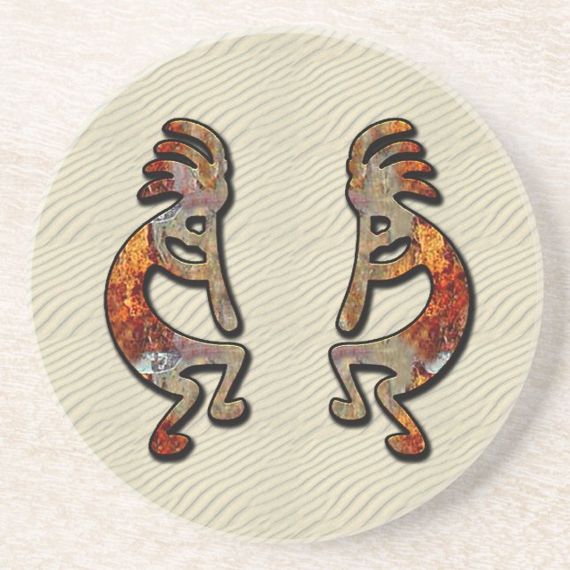 Posavasos De Arenisca Kokopelli, antiguo jugador de flauta del desierto (Frente)