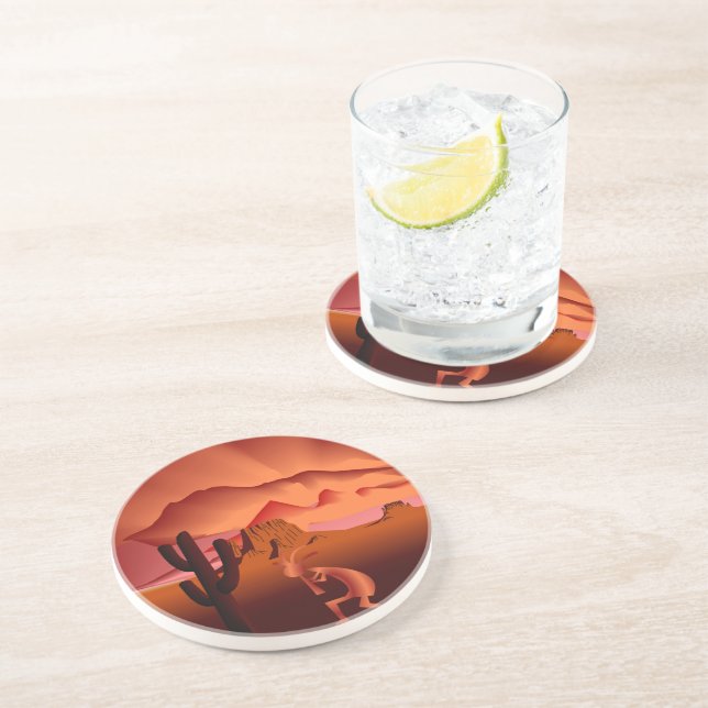 Posavasos De Arenisca Kokopelli del suroeste (Lado)