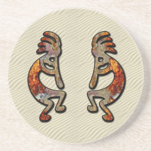 Posavasos De Arenisca Kokopelli, jugador de flauta antiguo del desierto