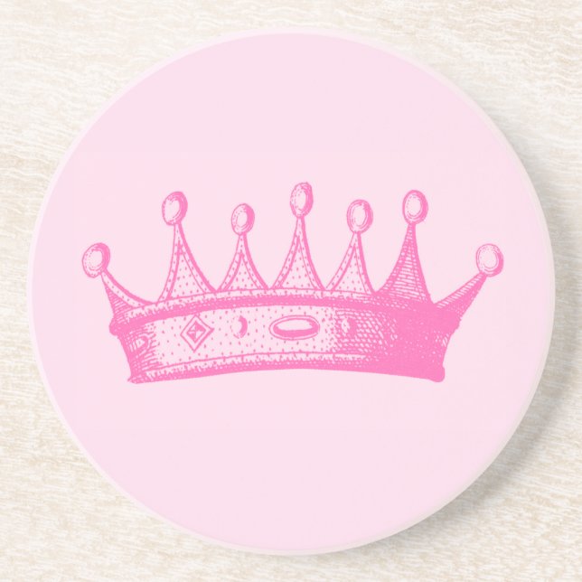 Posavasos De Arenisca La corona de la princesa magenta sobre fondo rosad (Frente)