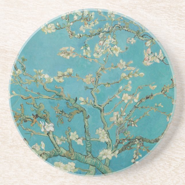 Posavasos De Arenisca La flor de almendras de Van gogh (Frente)