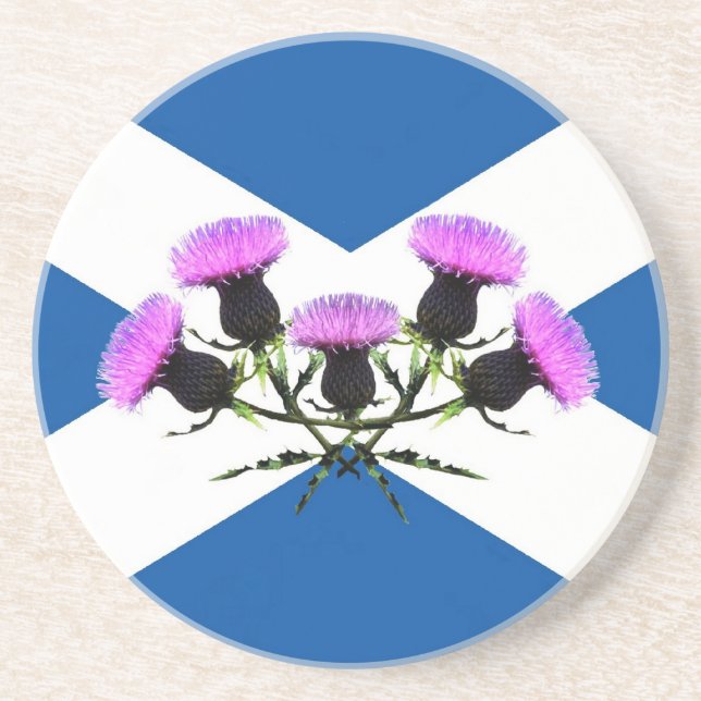 Posavasos De Arenisca La flor de Escocia, cardo (Frente)