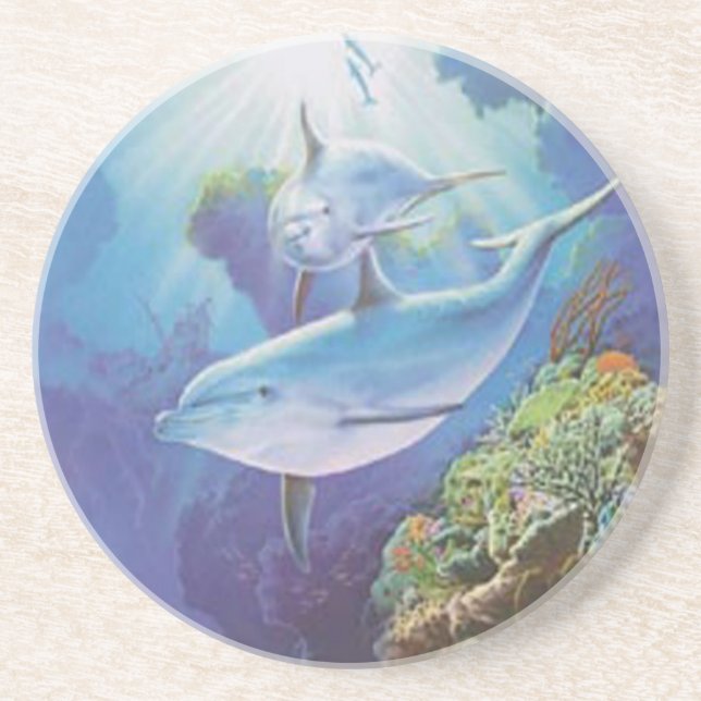 Posavasos De Arenisca La montaña rusa de delfines acuáticos (Frente)