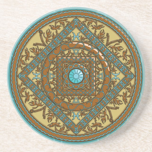 Posavasos De Arenisca La montaña rusa de Pisces Mandala (Frente)