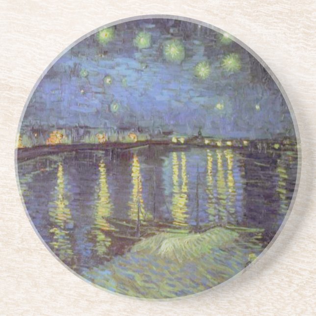 Posavasos De Arenisca La pintura nocturna estelar de Van Gogh (Frente)