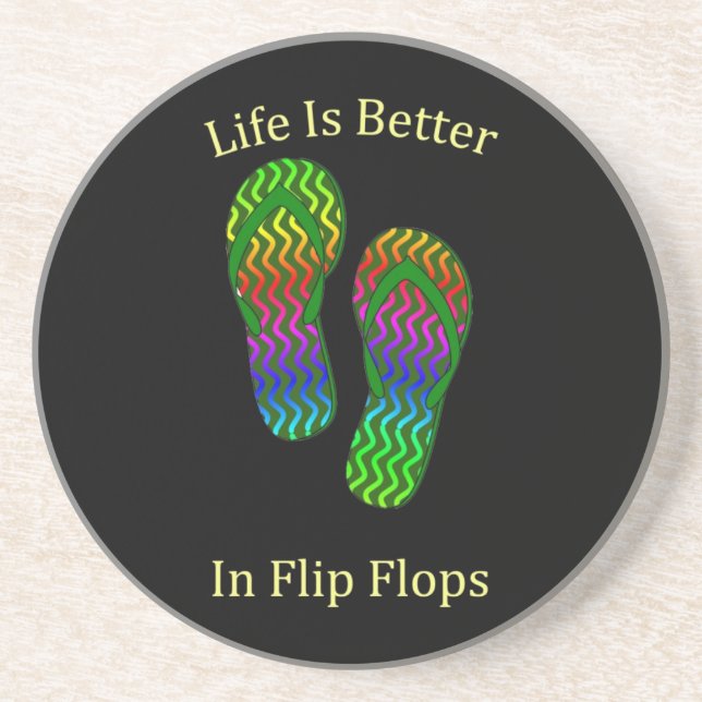 Posavasos De Arenisca La Vida Es Mejor En Flip Flops (Frente)