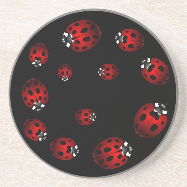 Posavasos De Arenisca Ladybug Coasters Jardín Bugs Decoración De Atracti (Frente)