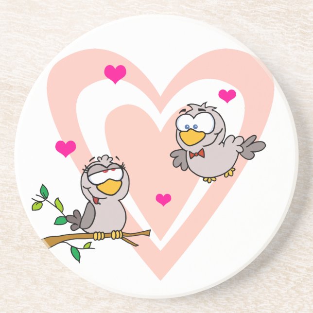 Posavasos De Arenisca Las palomas enamoradas (Frente)
