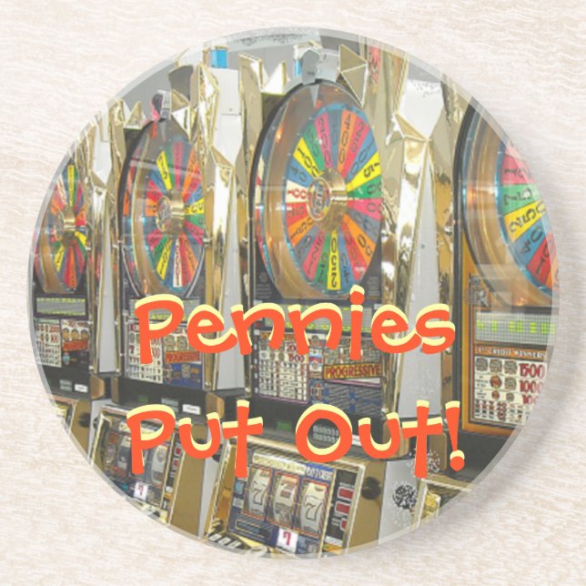 Posavasos De Arenisca Las Vegas Slots/ Pennies sacadas (Frente)
