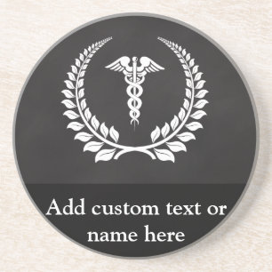 Posavasos De Arenisca Laurel médico del caduceo
