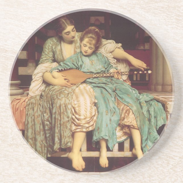 Posavasos De Arenisca Lección de música de Lord Frederic Leighton (Frente)