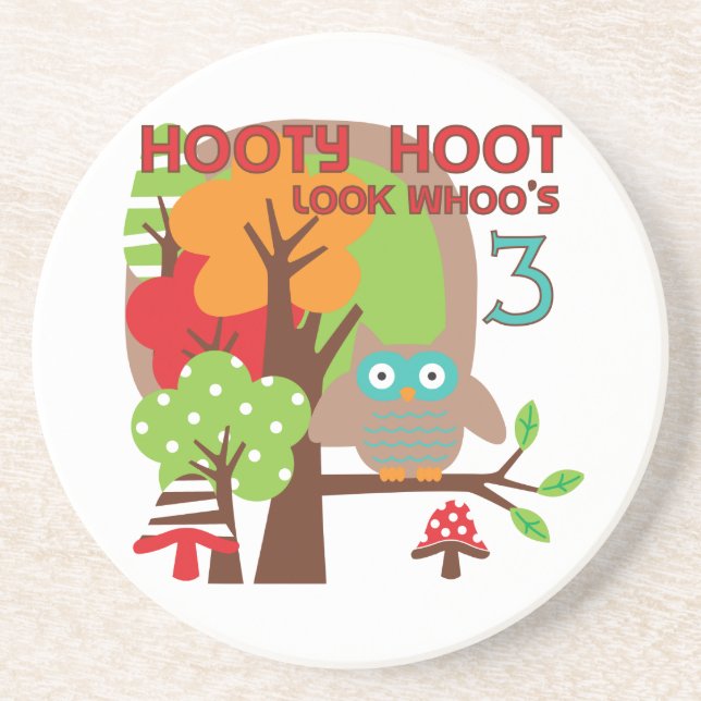 Posavasos De Arenisca Lechuza 3 camisetas de cumpleaños y regalos (Frente)