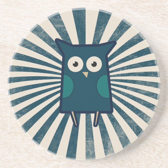 Posavasos De Arenisca Lechuza Azul Cuta (Frente)