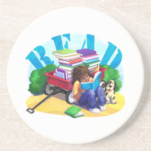 Posavasos De Arenisca Leer el arte del vagón de libros