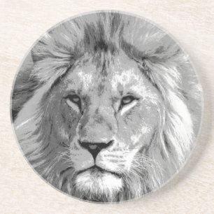 Posavasos De Arenisca León blanco negro
