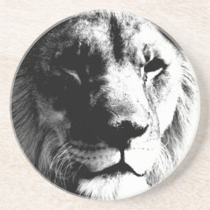 Posavasos De Arenisca León blanco y negro