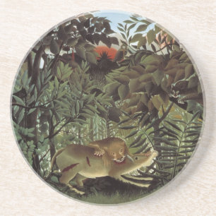 Posavasos De Arenisca León hambriento de Henri Rousseau, animal salvaje