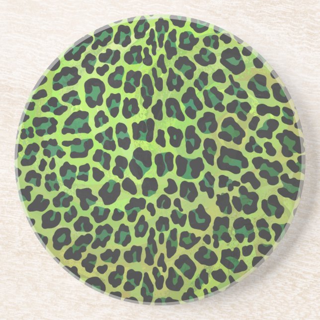 Posavasos De Arenisca Leopard Black and Green Print (Frente)
