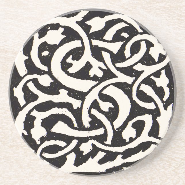 Posavasos De Arenisca Letra Art Nouveau de Monograma Antiguo (Frente)