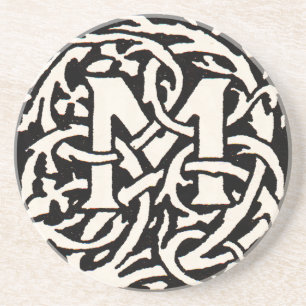 Posavasos De Arenisca Letra Art Nouveau Monograma M Antiguo