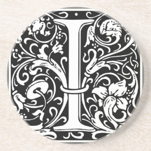 Posavasos De Arenisca Letra I Monograma Medieval Art Nouveau
