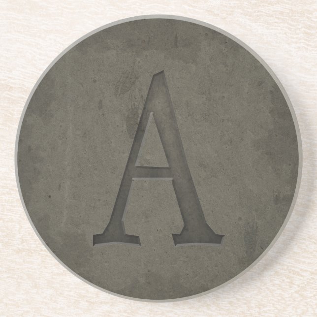 Posavasos De Arenisca Letra monograma A concreta (Frente)