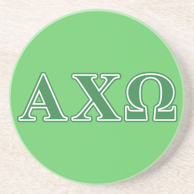 Posavasos De Arenisca Letras verdes Alphi Chi Omega (Frente)
