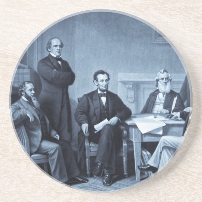 Posavasos De Arenisca Lincoln leyendo la proclamación de la emancipación (Frente)