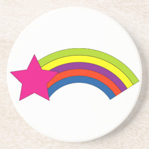 Posavasos De Arenisca Lindo Estrella Rosa Neon y Arcoíris Colorido Capri