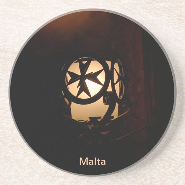 Posavasos De Arenisca Linterna de estilo medieval de Malta (Frente)