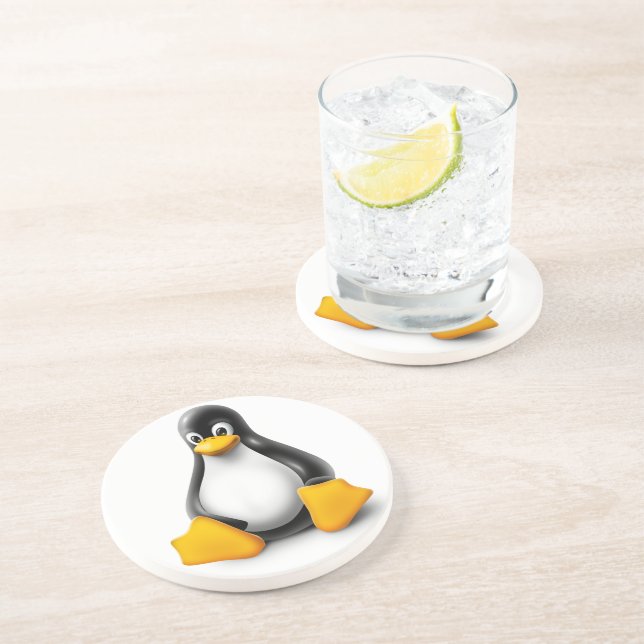 Posavasos De Arenisca Linux Tux el pingüino (Lado)