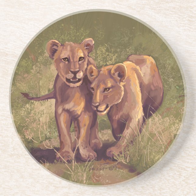 Posavasos De Arenisca Lion Cubs (Frente)