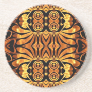 Posavasos De Arenisca Llamas naranjas Patrón tribal de tótem nativo